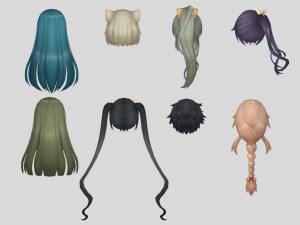 Hair style 09 Model 3D