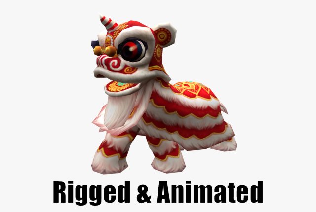 Animated Lion dance 3D Model .c4d .max .obj .3ds .fbx .stl .blend 
