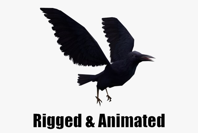 Low-poly animated crow 3D मॉडल .c4d .max .obj .3ds .fbx .stl .blend 