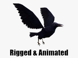 Corbeau animé low-poly Modèle 3D