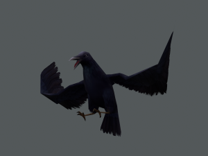 Low-poly animated crow 3D मॉडल