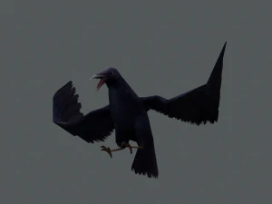 Low-poly animated crow 3D Model
