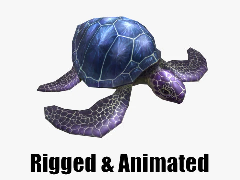 Tartaruga animada em low-poly Modelo 3D