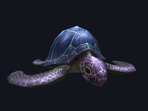 Low-poly animated turtle 3D Model