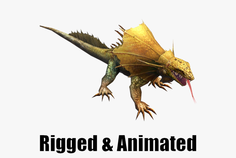 Animated Frill-Necked Lizard 3D Model .c4d .max .obj .3ds .fbx .stl .blend 