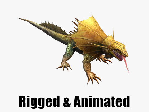Animated Frill-Necked Lizard Model 3D