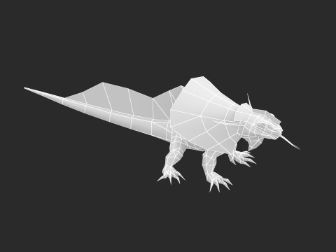 Animated Frill-Necked Lizard 3D Model