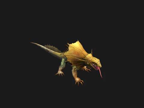 Animated Frill-Necked Lizard 3D Model