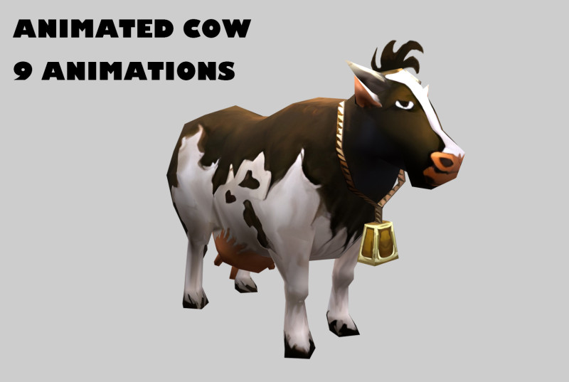 Animated cow 3D Model .c4d .max .obj .3ds .fbx .stl .blend 