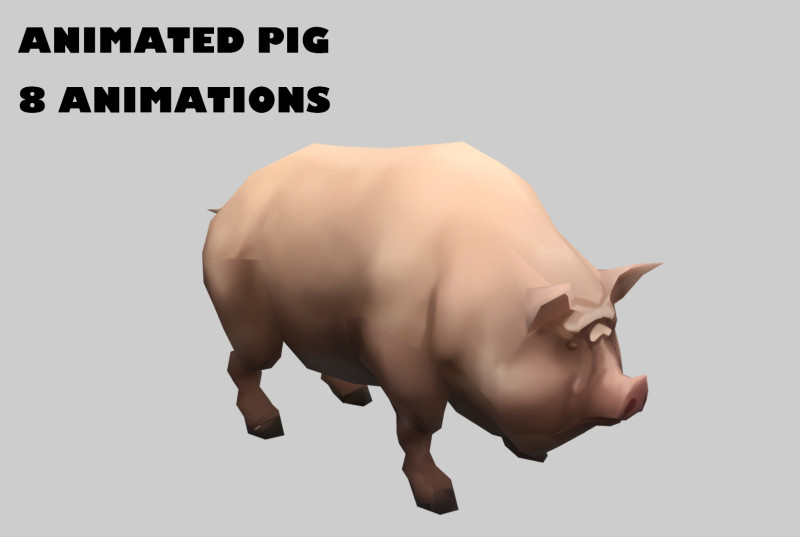 Animated pig swine 3D Model .c4d .max .obj .3ds .fbx .stl .blend 