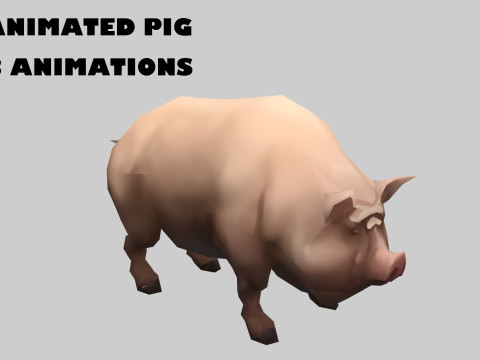 Animated pig swine 3D Model
