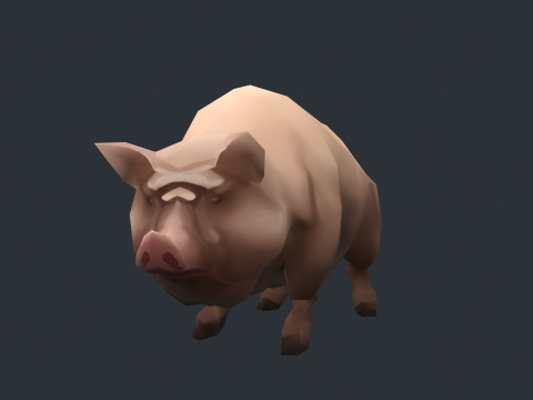 Animated pig swine 3D Model