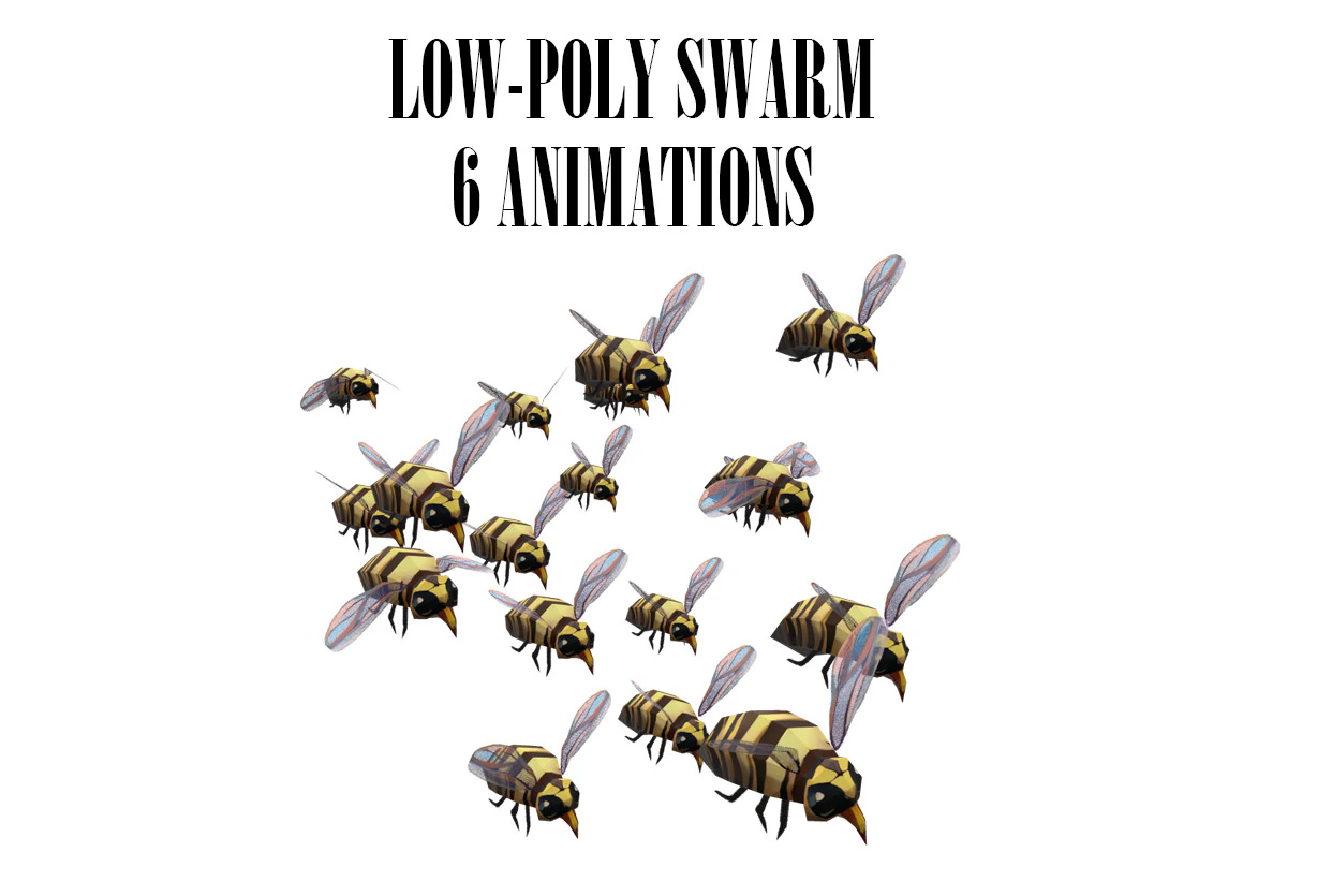 Swarm bee wasp 3D Model .c4d .max .obj .3ds .fbx .stl .blend 