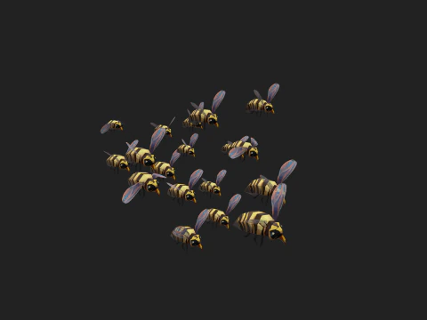Swarm bee wasp 3D Model