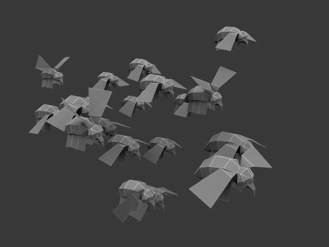 Swarm bee wasp 3D Model