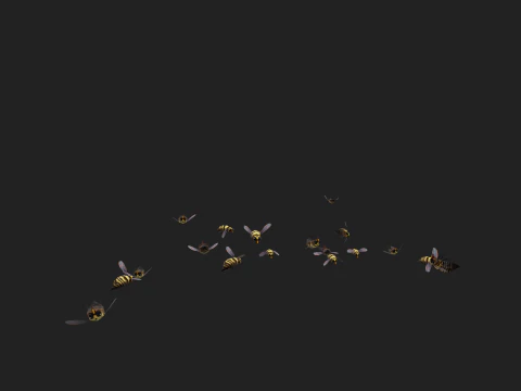 Swarm bee wasp 3D Model