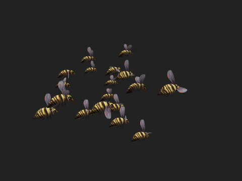 Swarm bee wasp 3D Model