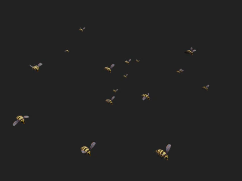 Swarm bee wasp 3D Model