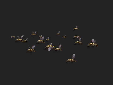 Swarm bee wasp Modelo 3D