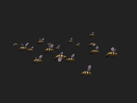Swarm bee wasp 3D Model