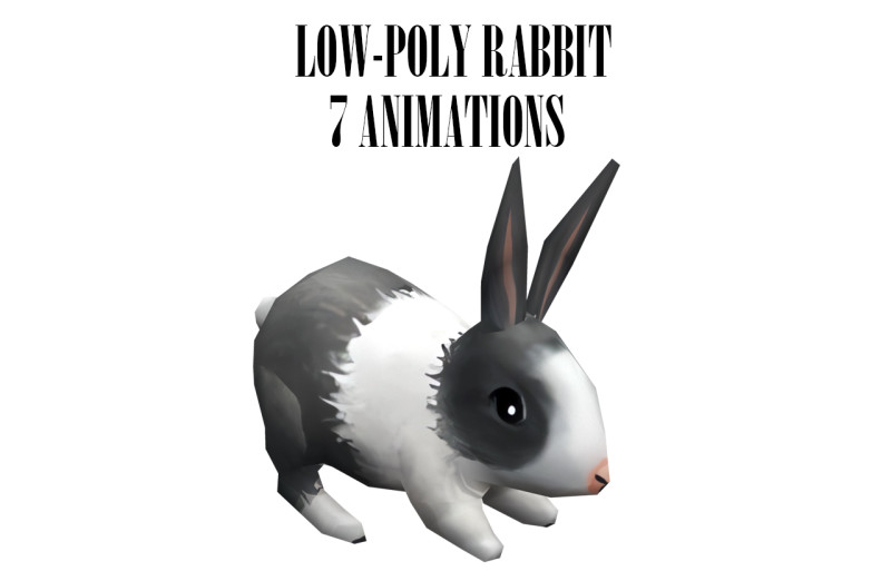 Animated low-poly rabbit 3D मॉडल .c4d .max .obj .3ds .fbx .stl .blend 