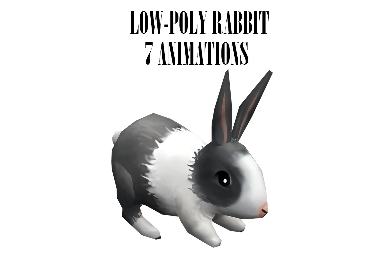 Animated low-poly rabbit 3D Model .c4d .max .obj .3ds .fbx .stl .blend 