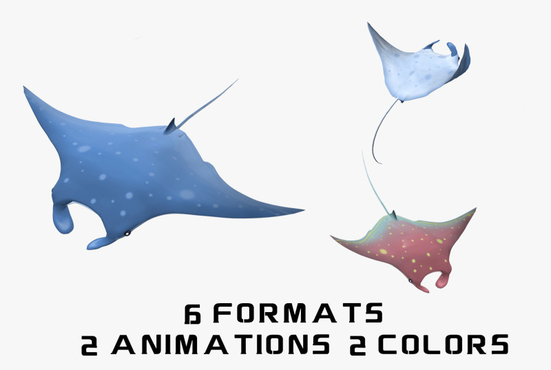 Animated manta ray Model 3D .c4d .max .obj .3ds .fbx .stl .blend 