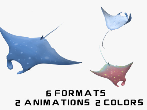 Animated manta ray 3D Модель