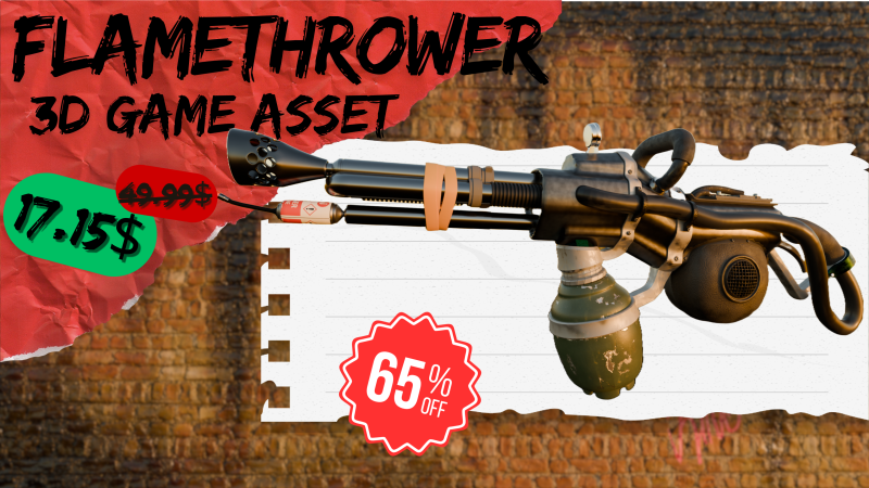 Flamethrower 3D Asset 3D 모델 .c4d .max .obj .3ds .fbx .stl .blend 