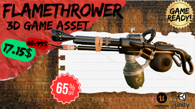 Flamethrower 3D Asset Modèle 3D .c4d .max .obj .3ds .fbx .stl .blend