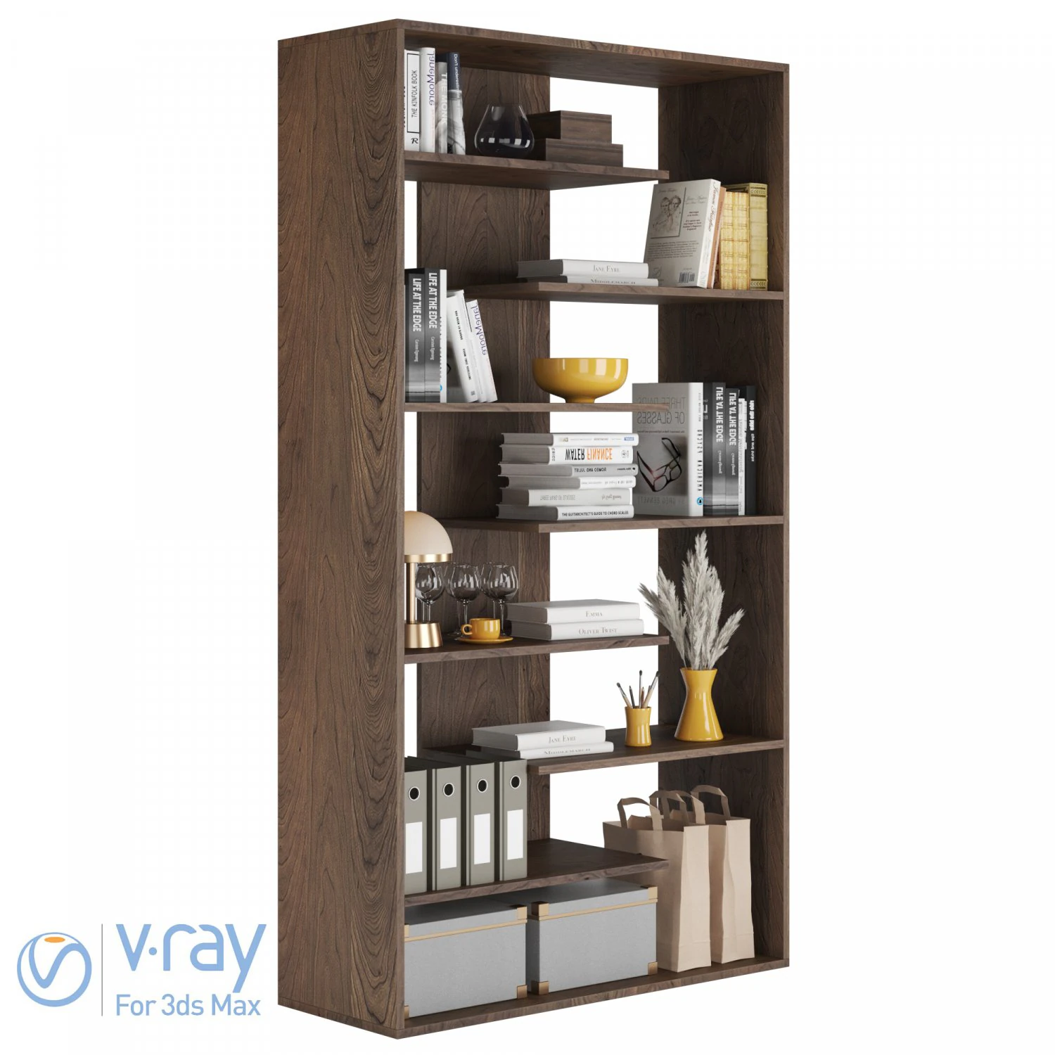 Atlas Sheesham Bookcase 3D Model .c4d .max .obj .3ds .fbx .stl .blend