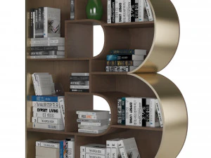 Bookshelves 3d font Alphabet in the form of book shelves 3D Model
