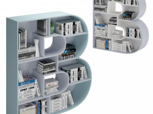 Bookshelves 3d font Alphabet in the form of book shelves 3D Model