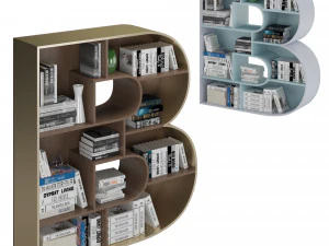 Bookshelves 3d font Alphabet in the form of book shelves 3D Model