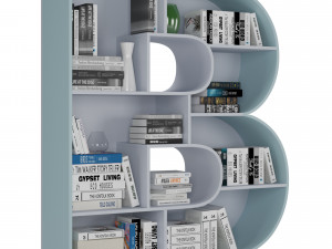 Bookshelves 3d font Alphabet in the form of book shelves 3D Model