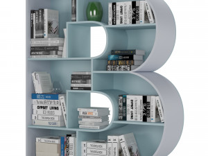 Bookshelves 3d font Alphabet in the form of book shelves 3D Model