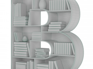 Bookshelves 3d font Alphabet in the form of book shelves 3D Model