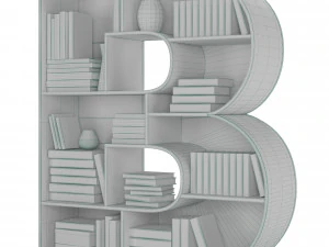 Bookshelves 3d font Alphabet in the form of book shelves 3D Model