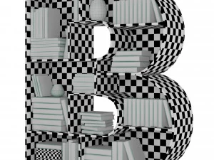 Bookshelves 3d font Alphabet in the form of book shelves 3D Model