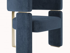 Tempo Blue Velvet Gold Chair 3D-Modell