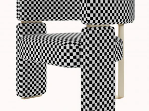 Tempo Blue Velvet Gold Chair 3D Model