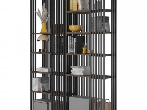 开放式金属 Etagere 工业书柜 3D 模型