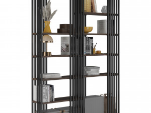 Open Metal Etagere Bookcase Industrial 3D Model