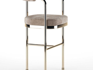 Art Deco Style Modern Velvet Bar Chair or Counter Height With Golden Details 3D-Modell