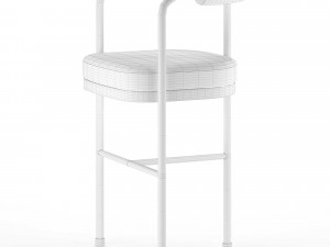 Art Deco Style Modern Velvet Bar Chair or Counter Height With Golden Details 3D Model