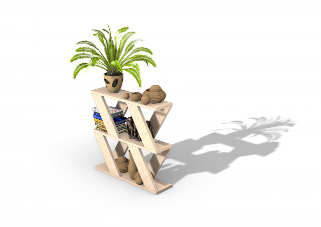Wooden bookshelf - Rhino6 modelling Modèle 3D .c4d .max .obj .3ds .fbx .stl .blend 