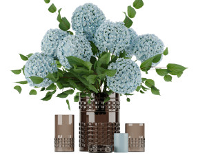Hydrangea Bouquet Flower set 01 Modelo 3D