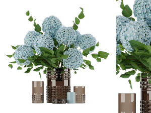 Hydrangea Bouquet Flower set 01 3D Model