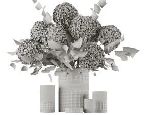 Hydrangea Bouquet Flower set 01 3D Model