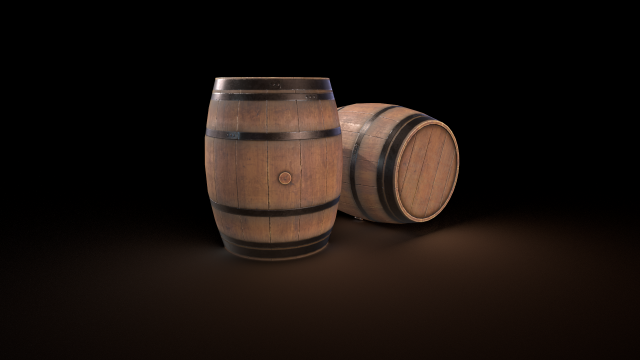 Wood barrel 3D Модель .c4d .max .obj .3ds .fbx .stl .blend 